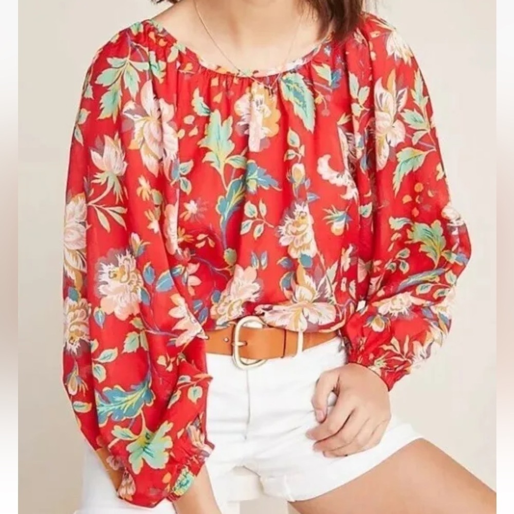 Anthropologie Maeve boho red floral size small